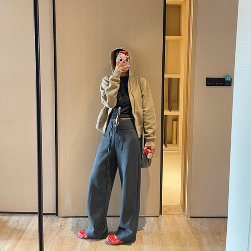 秋季韩系日常廓形连帽拉链外套女