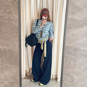 女松弛宽松休闲裤 KOGIRL秋季 高腰显腿长复古老钱风简约阔腿牛仔裤