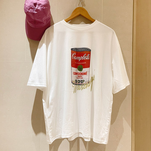 美式复古oversize罐头印花短袖T