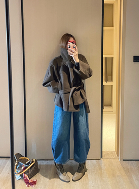 KOGIRL韩系简约松弛感宽松直筒九分裤复古水洗巴黎街头时髦牛仔裤