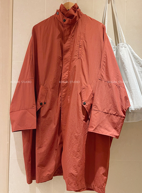 KOGIRL早秋新款韩系东大门宽松廓形翻领工装机能风中长款风衣外套