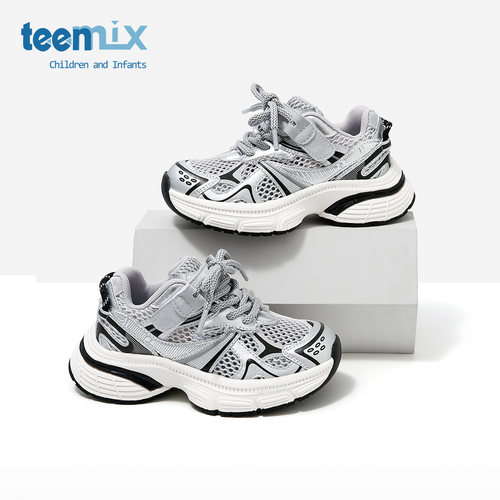 teenmix儿童2025夏季新款运动鞋女童鞋男童老爹鞋网面透气跑步鞋
