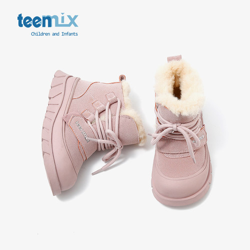 天美意冬季女童公主板鞋大童保暖