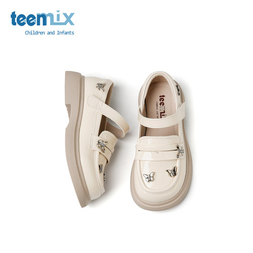 teenmix2025年新款女童黑色小皮鞋儿童单鞋公主鞋英伦风小白皮鞋