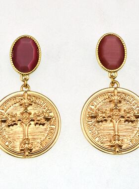 欧美外贸饰品 质感简易浮雕十字架 无耳洞耳夹耳环耳坠女 190423