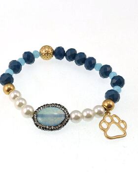 欧美外贸原单饰品简约气质复古质感玻璃珠石头手链手镯女 201021