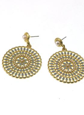 欧美外贸流行时尚饰品 镂空 滴油圆形独特  耳环耳针耳饰女211020