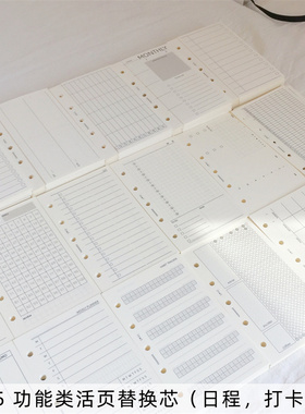 M5手帐本5孔活页纸替芯日周月年计划时间轴日程打卡3折内页67mm宽