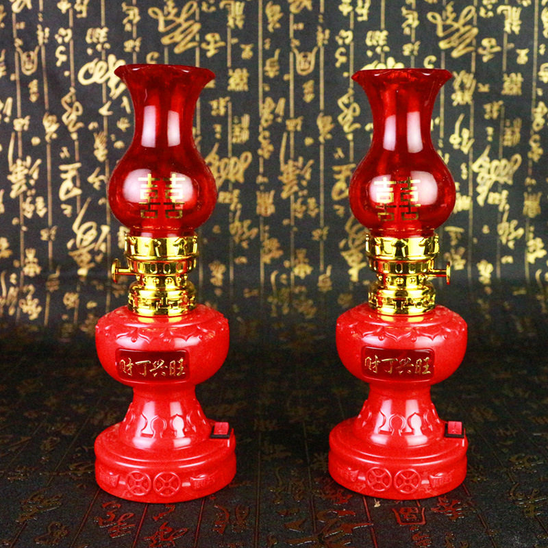 LED结婚灯喜庆乔迁电蜡烛台财丁兴旺烛台电池款床头灯一对娶嫁用