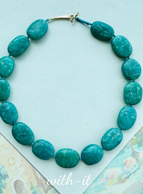 with it天河石大珠手工项链意大利风珠宝湖蓝色小众彩色珠串263