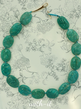 with it天河石大珠手工项链意大利风珠宝湖蓝色小众彩色珠串263