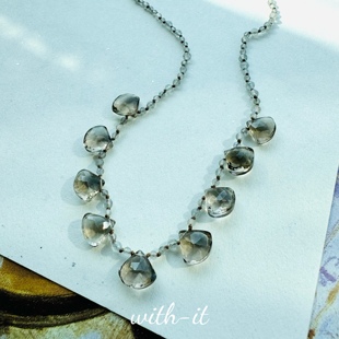 with it拉长石印度茶晶手工编织项链珠串彩宝拼色半宝石意大利251