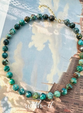 with it限量凤凰石切面大珠项链立体森林系彩宝珠串意式风珠宝239