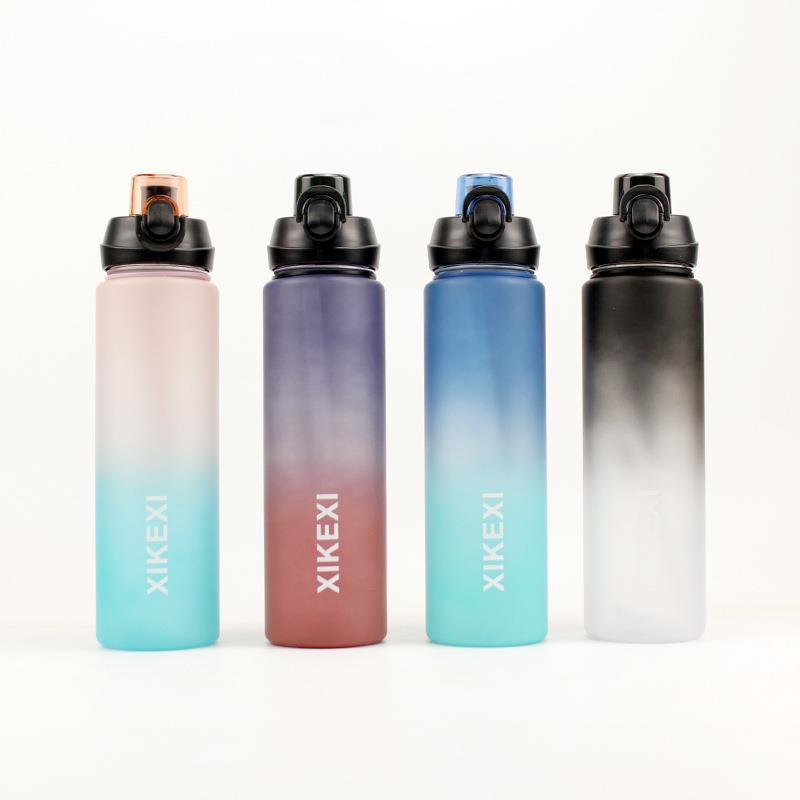 电商爆款1000ML大容量渐变喷砂水杯便捷运动水壶直饮杯 男 太空杯