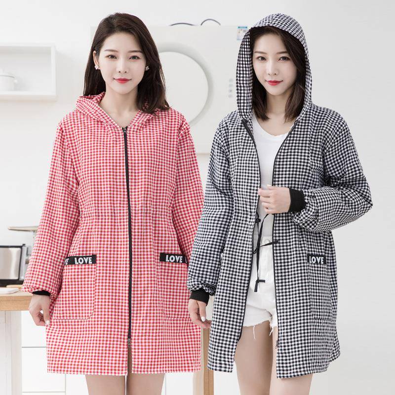 罩衣女新款长袖围裙棉布外穿正穿衣厨房家用做饭防污耐脏上班干活