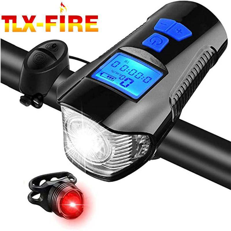 自行车码表灯 跨境USB充电智能码表强光照明灯 山地车夜骑手电筒