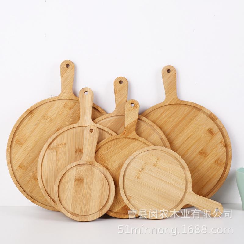 竹木手柄菜板  木质披萨托盘寿司托盘厨房工具西餐牛排竹砧板