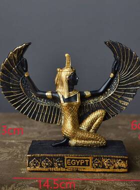 跨境埃及女神树脂雕塑工艺品伊西斯摆件展翅跪大地造型民族风