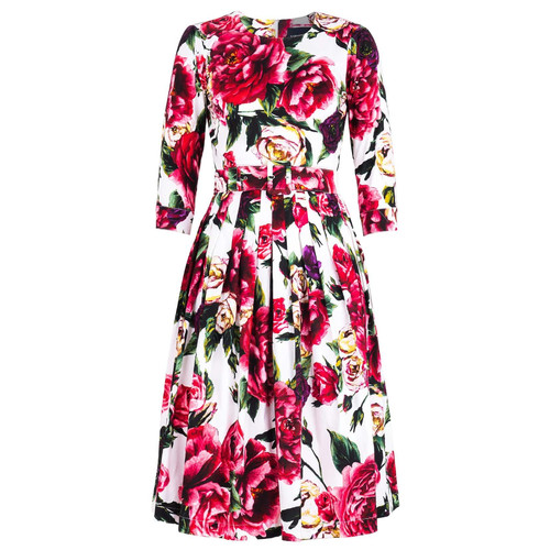 Samantha sung弹棉圆领FLORANCE PEONY KIMONO ALL OVER裙G87