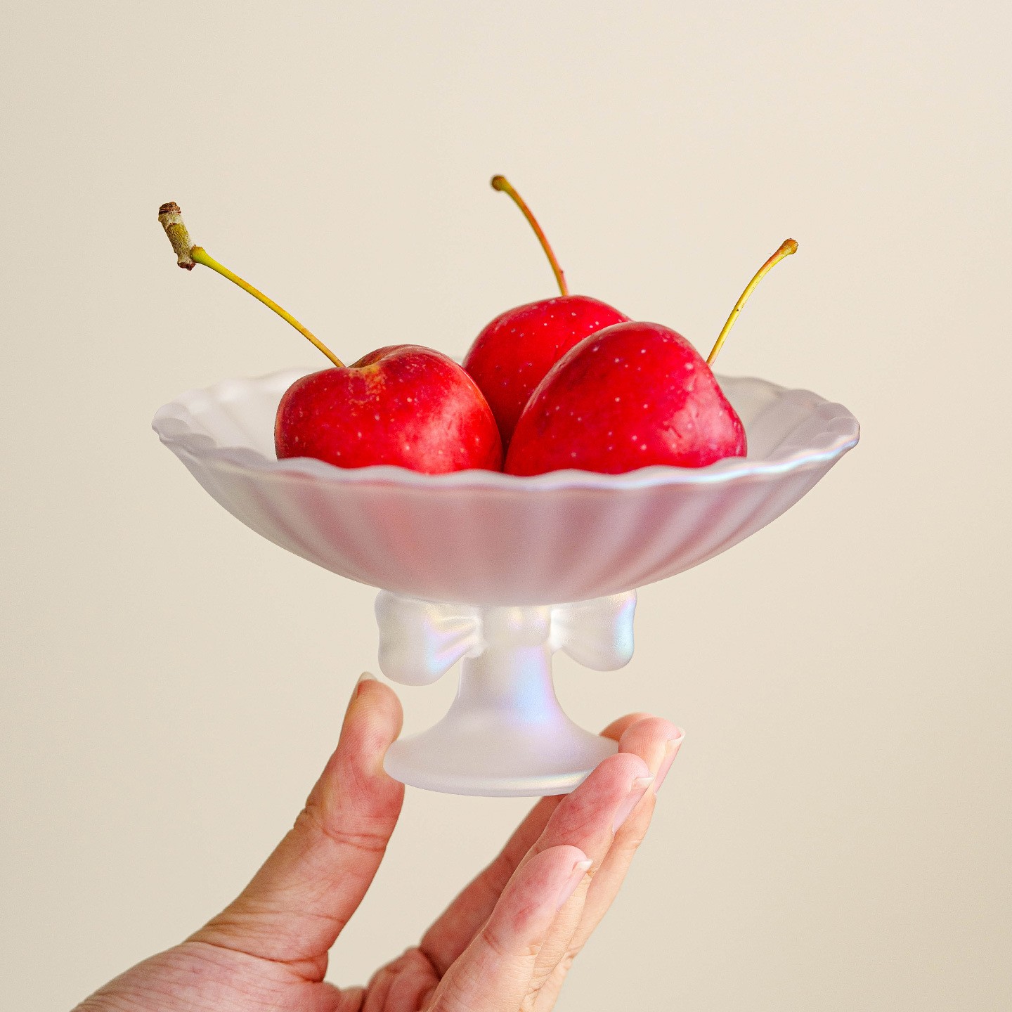 进口高足领结佛手柑托盘水晶琉璃果盘客厅家用下午茶点心盘零食盘