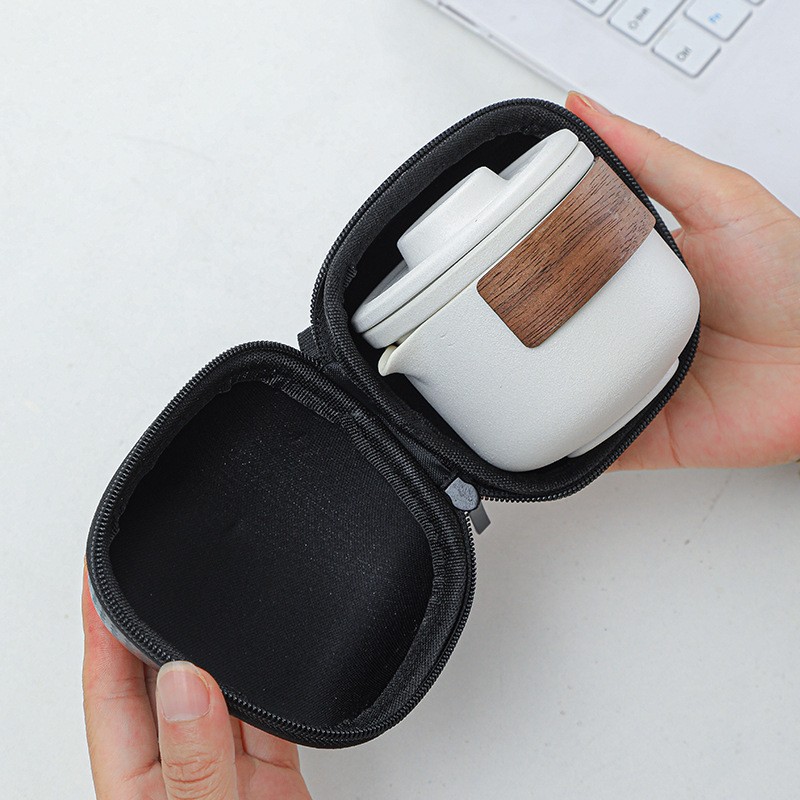 进口旅行茶具套装陶瓷快客杯户外便携一壶二杯公司商务伴手礼品印