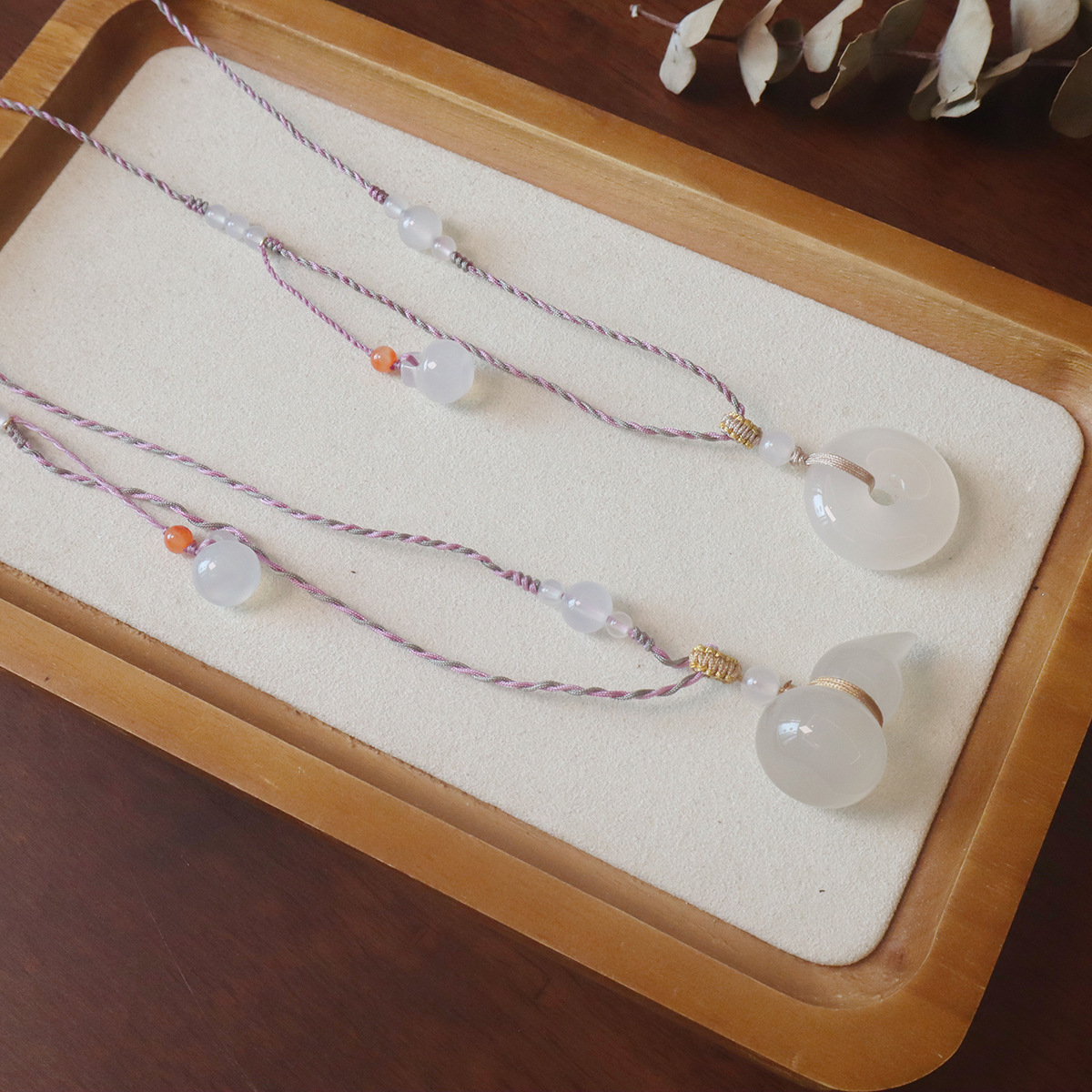 进口新中式天然玛瑙平安扣编织项链女小众设计锁骨链串珠国风配饰