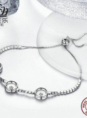 美汝仙  欧美蓝色守护s925纯银手链 滴油镶钻爆款手环y scb002