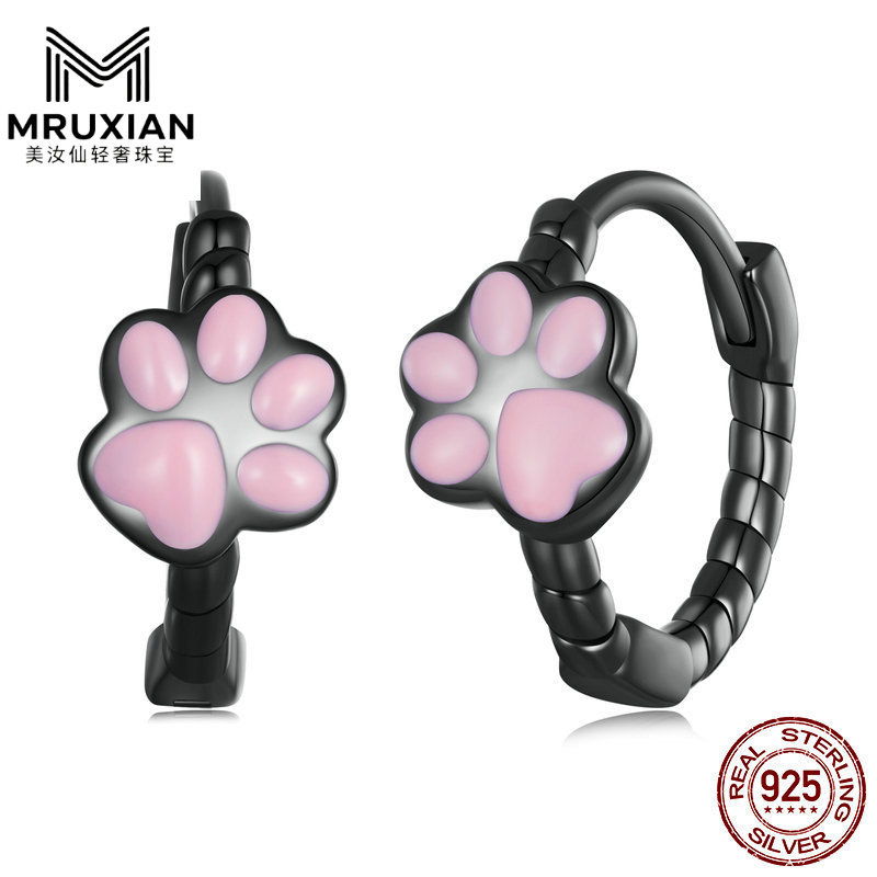 美汝仙纯银s925简约锆石耳扣镀白