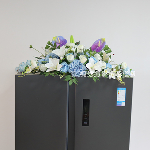 空调柜机冰箱顶上放的装饰品摆件斗柜公司前台迎宾区仿真桌摆花艺