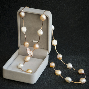 巴洛克天然珍珠女毛衣链长款 项链简约配饰生日礼品送精美礼盒