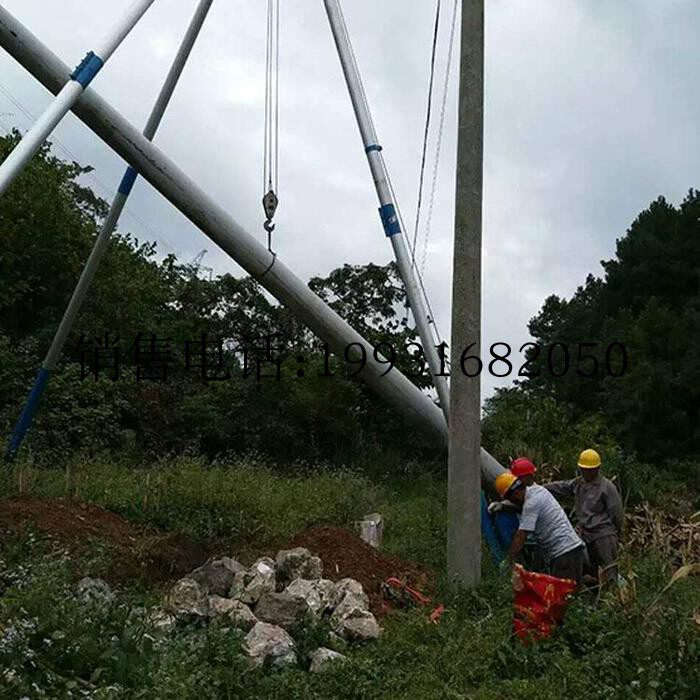 手摇双速立杆机 人工绞磨铝合金三脚架 电力三角拔杆人字抱杆12米