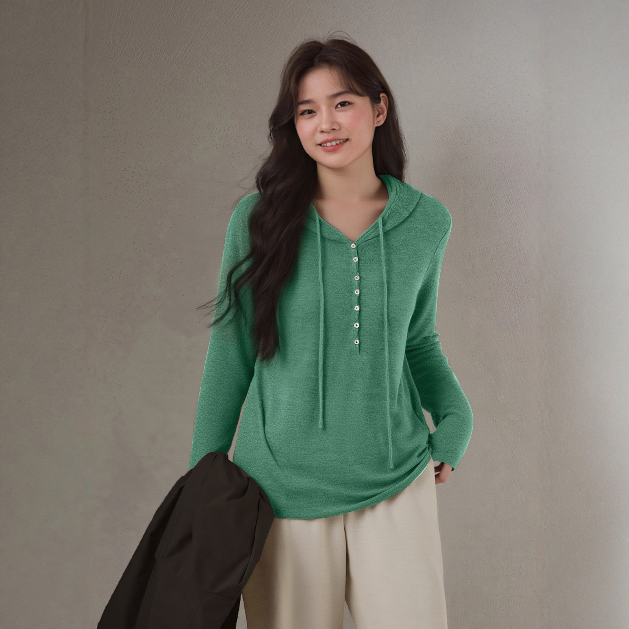 大码巨好看的上衣秋装独特漂亮超好看高级感女装连帽休闲针织T恤,女装/女士精品,大码内搭,淘宝优惠券,粉丝福利购,淘宝优惠卷