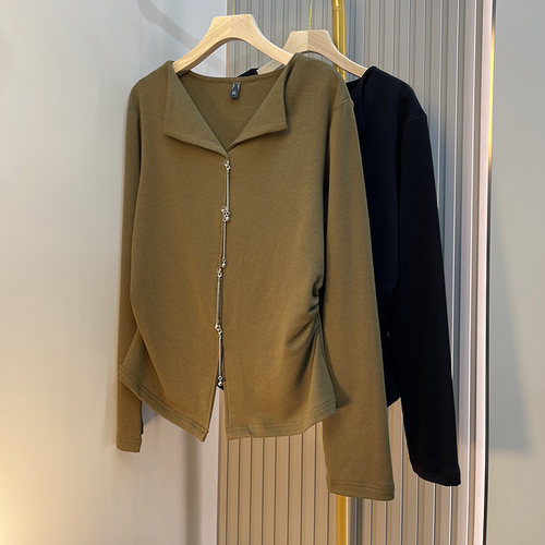 凤凰依屋长袖大码显瘦针织衬衫