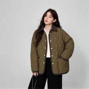 棉服女2025新款 大码 衬衫 秋冬装 200斤胖妹妹轻薄棉衣休闲外套 女装