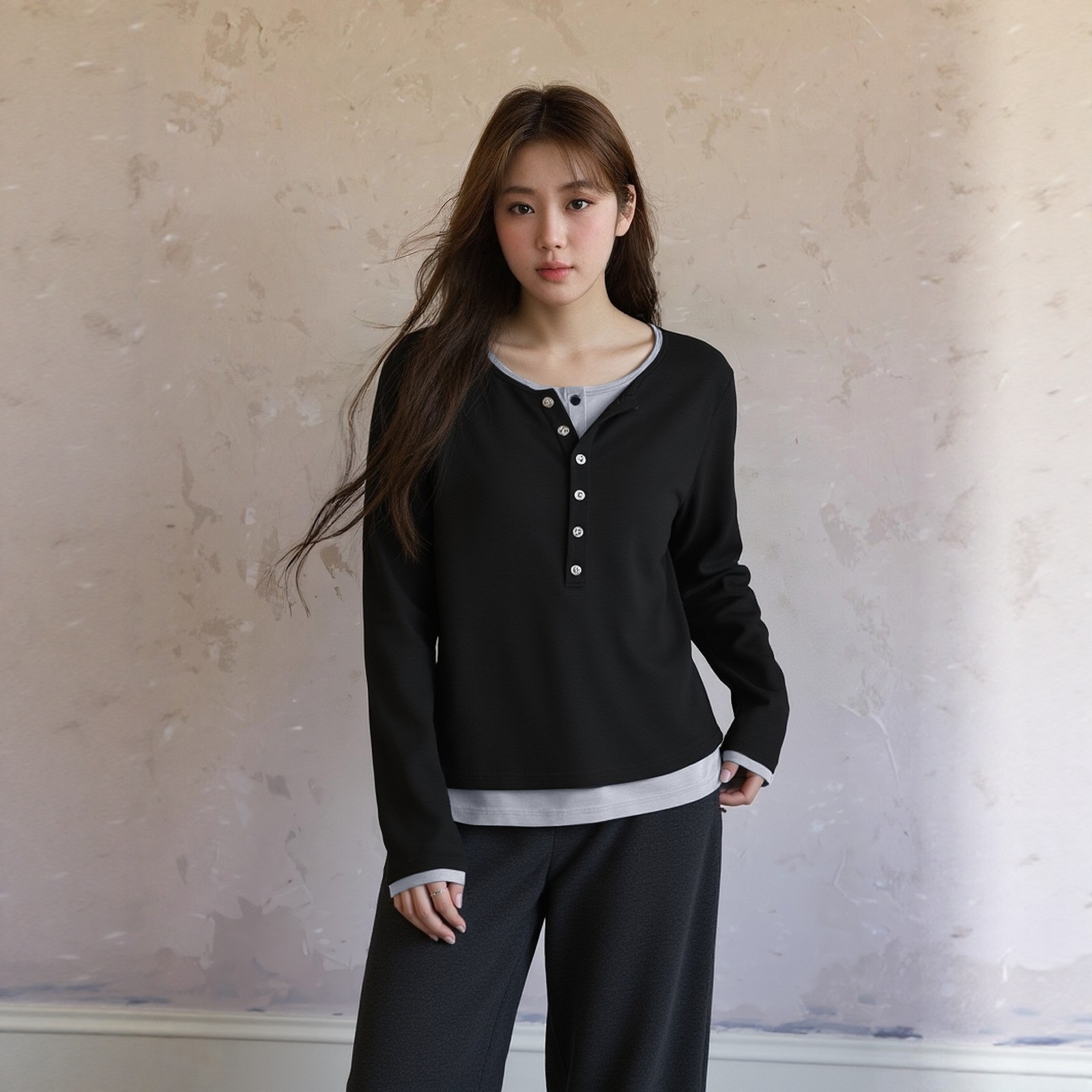 大码胖mm巨好看上衣绝美假两件高级感针织衫漂亮外穿打底慵懒T恤