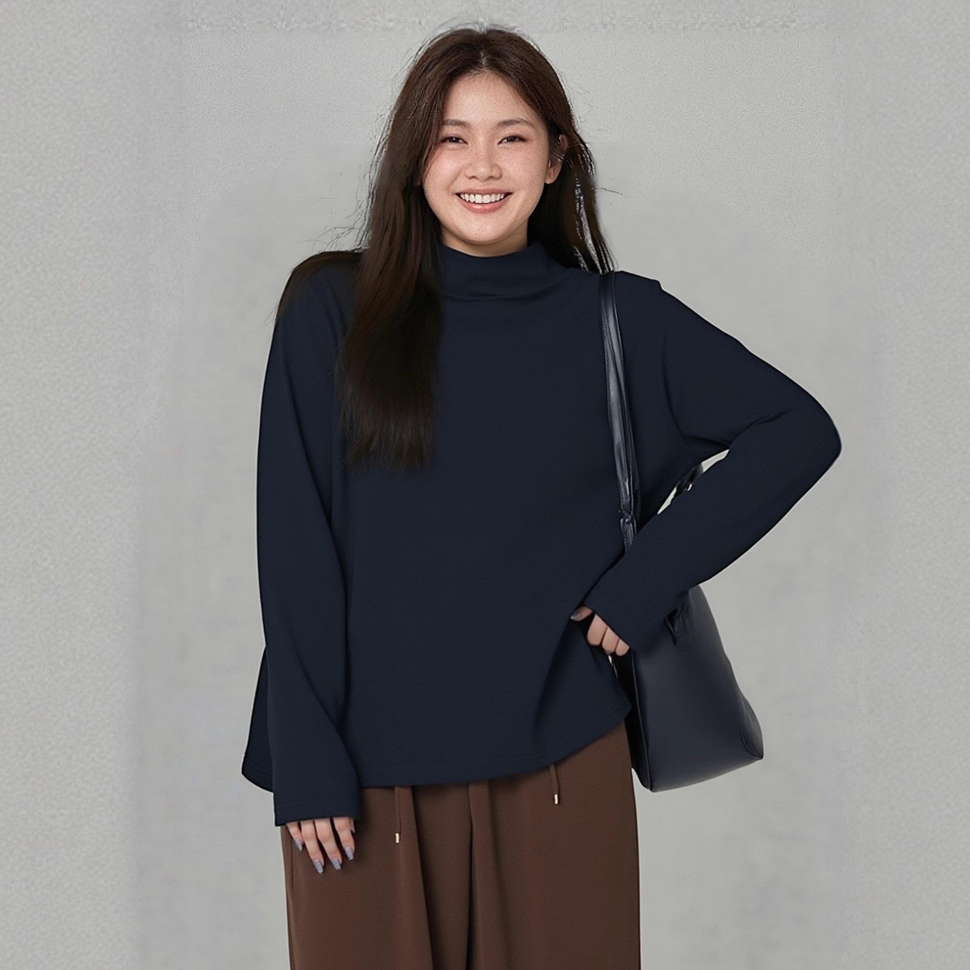 大码女装200斤胖MM亲肤保暖双面磨毛冬季加厚基础款半高领打底T恤