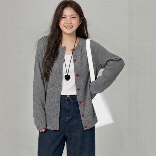 春秋薄外套女2026春季 独特漂亮显瘦针织开衫 外搭200斤 女春装 大码