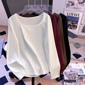 加肥大码 T恤 女春秋内搭胖mm上衣遮肚子显瘦长袖 女装 胖妹妹打底衫