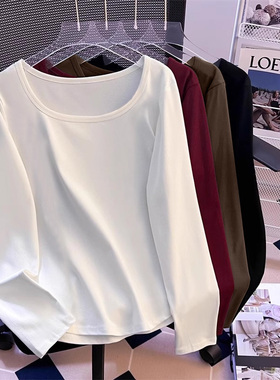 加肥大码女装胖妹妹打底衫女春秋内搭胖mm上衣遮肚子显瘦长袖T恤