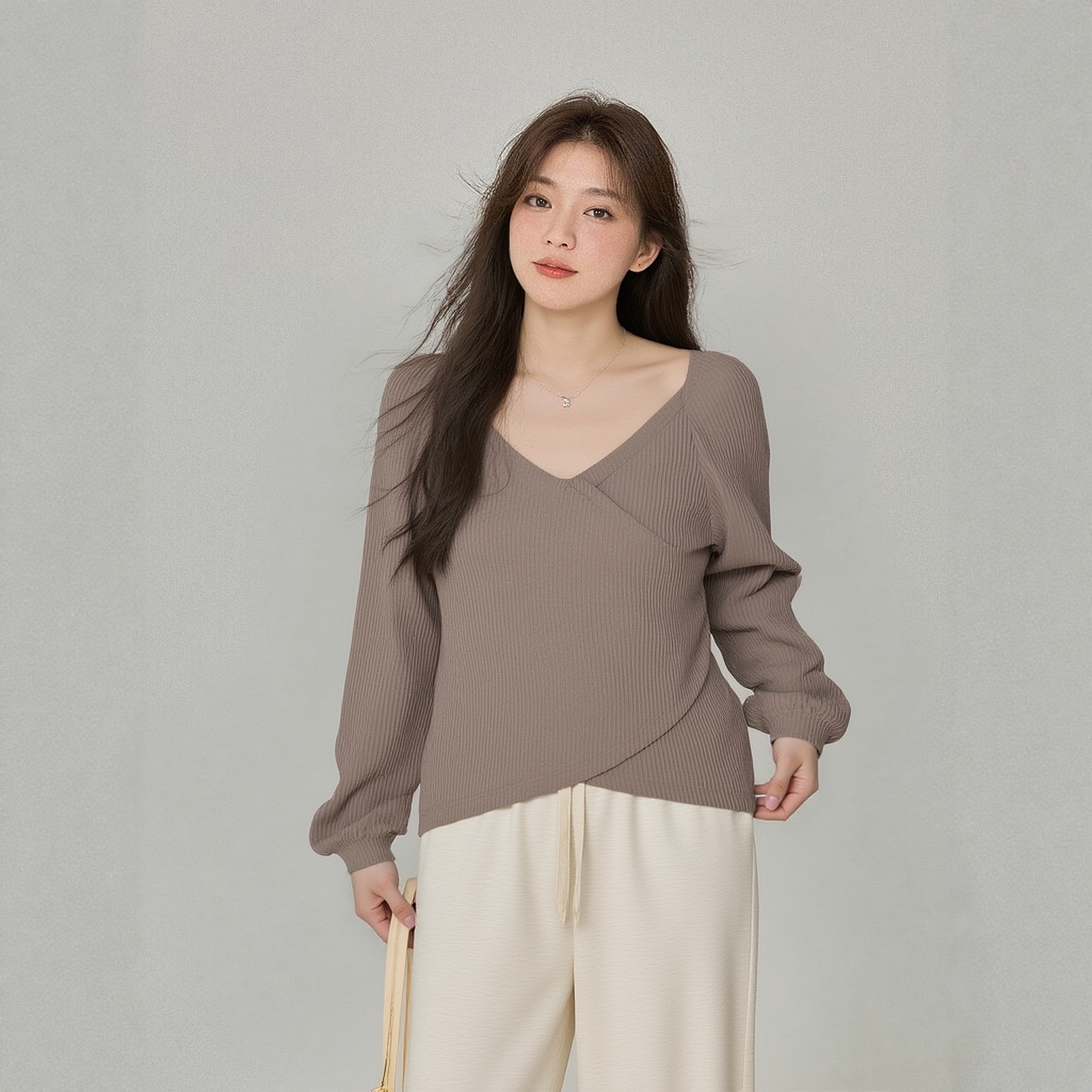 大码女装设计感不规则法式上衣