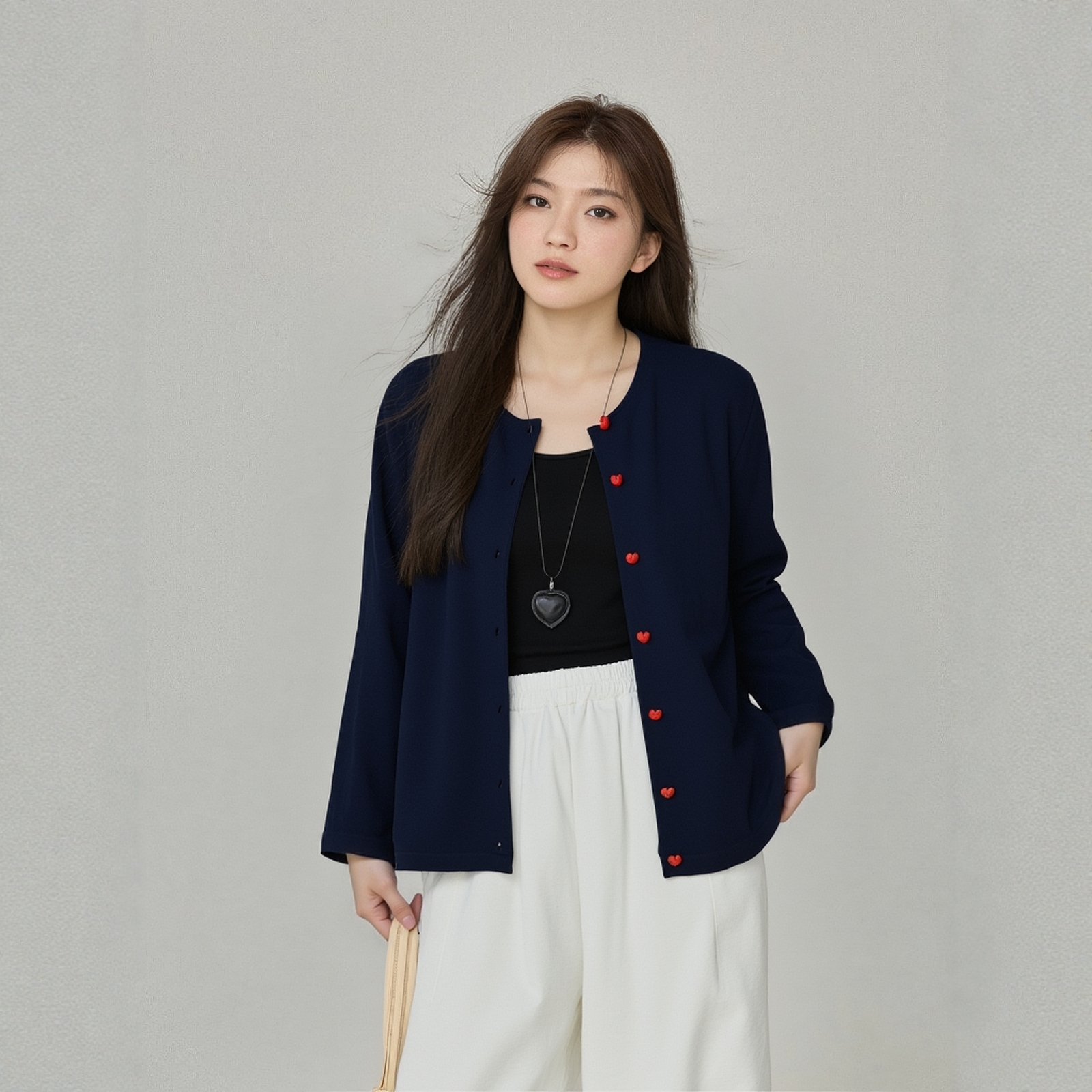 特大码女秋装爱心纽扣减龄开衫针织薄款外套女2025秋季外搭240斤