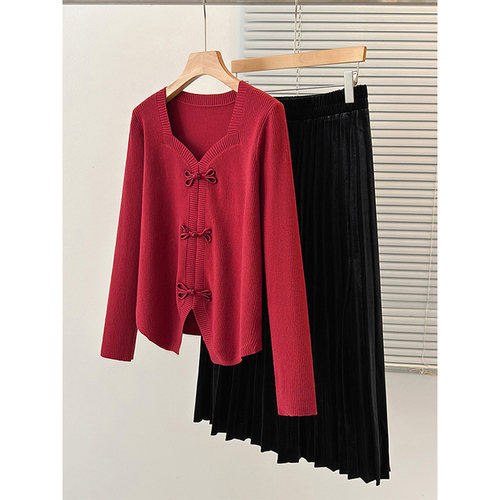 凤凰依屋特大码红色毛衣大码显瘦