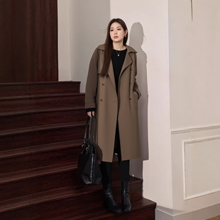 2025新款 胖mm秋装 韩版 高级感西装 外套潮 大码 领气质中长款 风衣女装