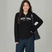 适合胖mm大码 POLO领黑色拉链正肩显瘦字母T恤衫 上衣2026春装 新款