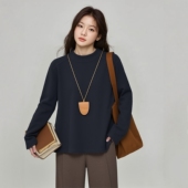 大码 独特漂亮打底衫 德绒双面磨毛保暖正肩宽松遮肚子可外穿上衣女