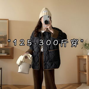 大码女装秋冬装正肩棉服女2024新款200斤加绒加厚胖妹妹棉衣外套