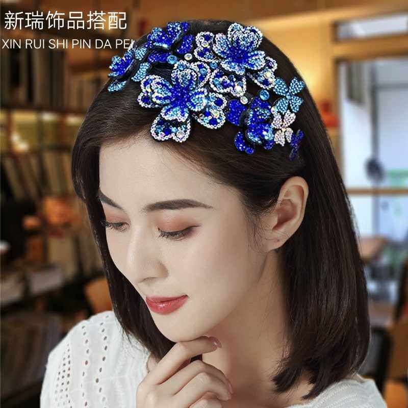 捷克钻发箍甜美带齿防滑水晶花朵