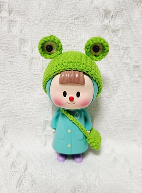 mtfu雨衣多多妹绿豆蛙帽子小包套装纯手工编织成品可爱卡通头饰