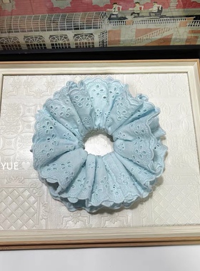 赵露思同款白色蓝色蕾丝大肠发圈公主头饰头绳丸子头马尾绑发绳女