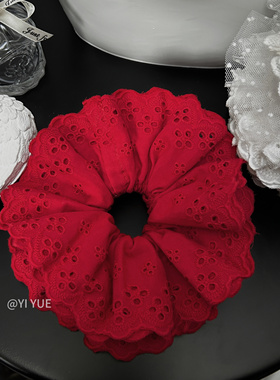 红色四层蕾丝花边肥肠发圈易梦玲赵露思同款法式发绳头花饰品韩国